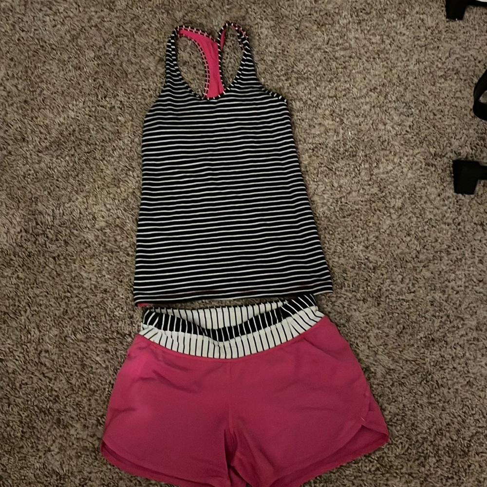 Ivivva pink and stripe matching set